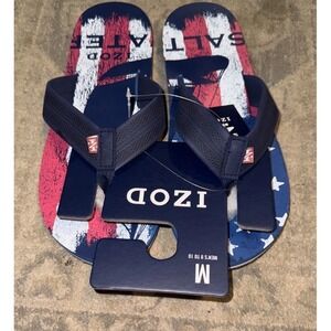 IZOD FLIP FLOPS MULTICOLOR Red Blue Mens Sz Medium‎ SIZE 9-10 NEW